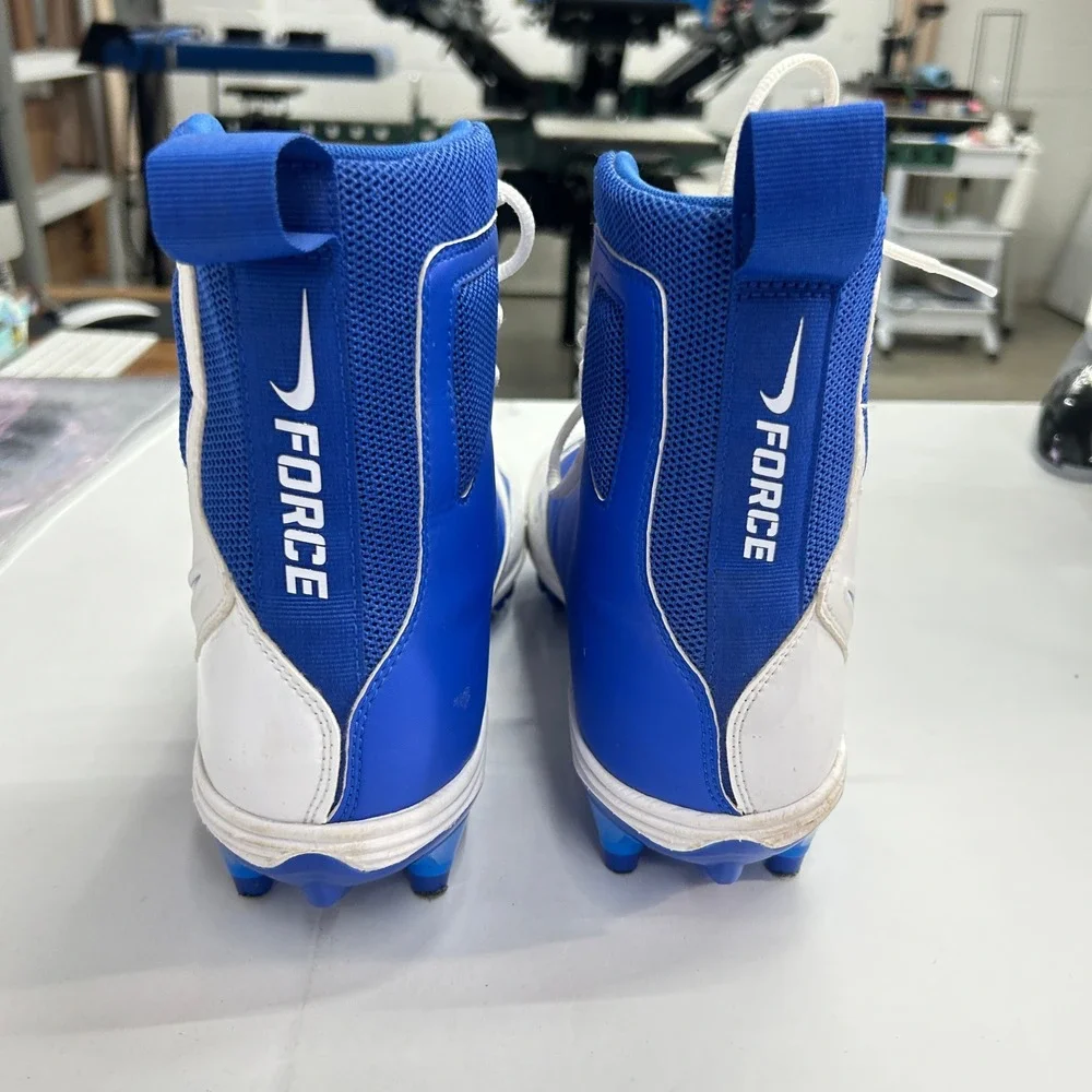 Nike Force Savage Varsity Football Cleats 11 Blue White High Top Athletic Sports